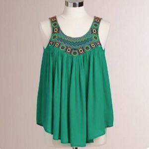 World Market Boho Roxie Tank Top, Teal